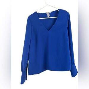H&M Blue Long Sleeve Relaxed Blouse